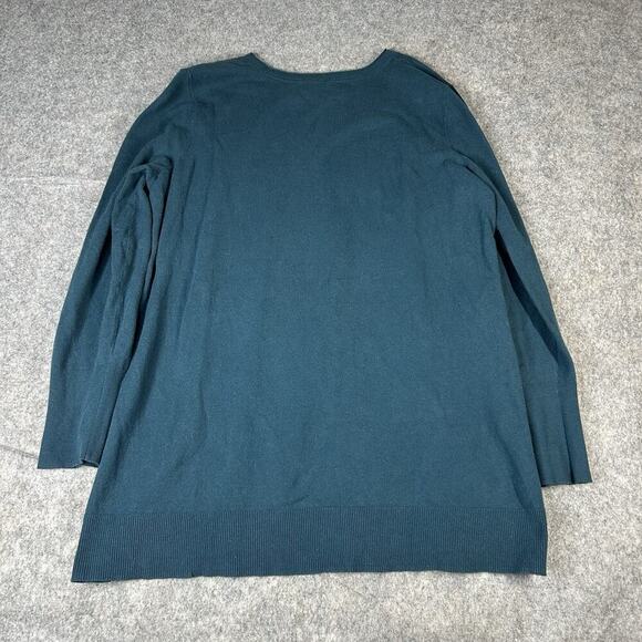 J Jill Tunic Sweater Womens Large Rounded Neck Turquoise Blue Pullover Cotton - Picture 6 of 8